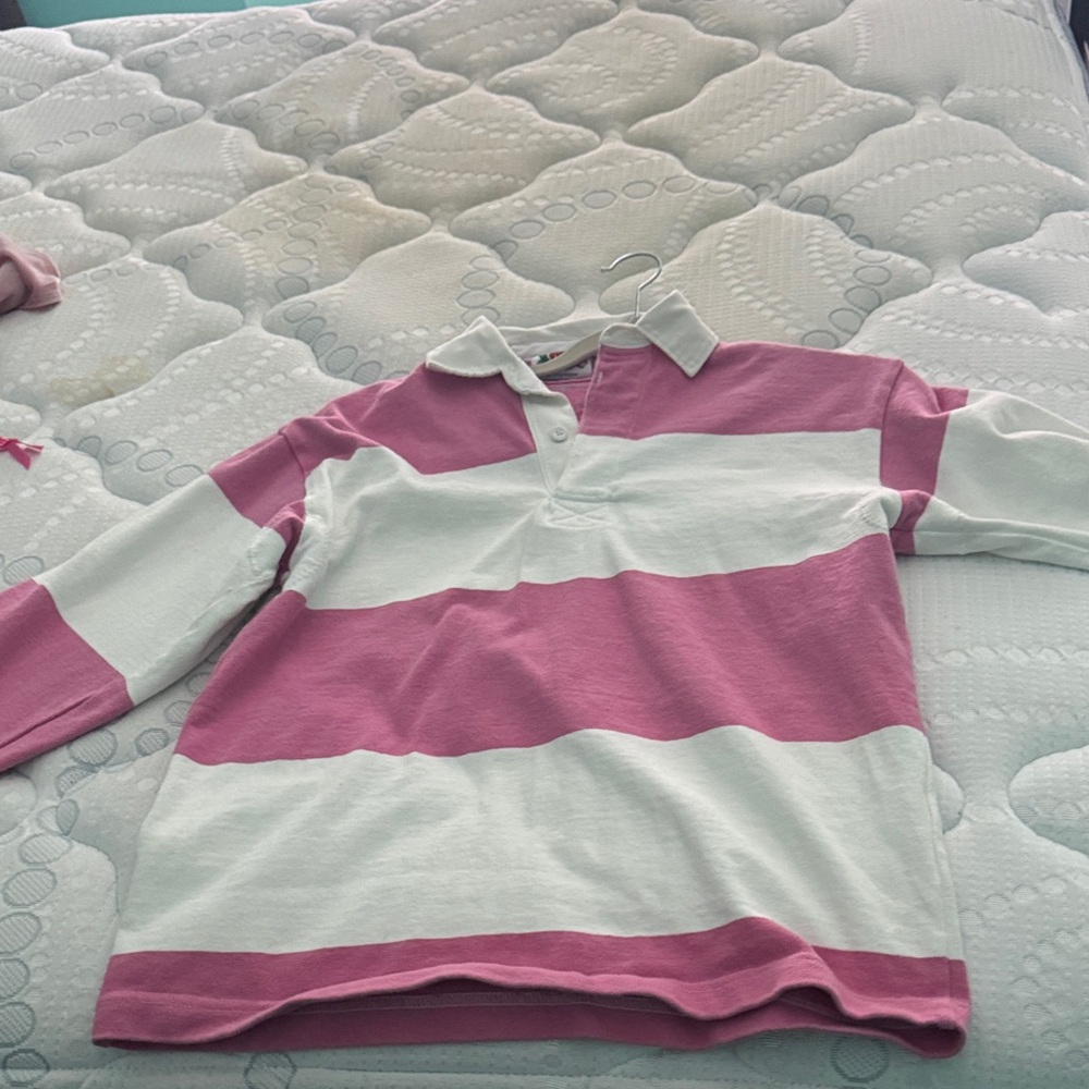 Pink and White Striped polo, zta. Zeta tau alpha, sorority